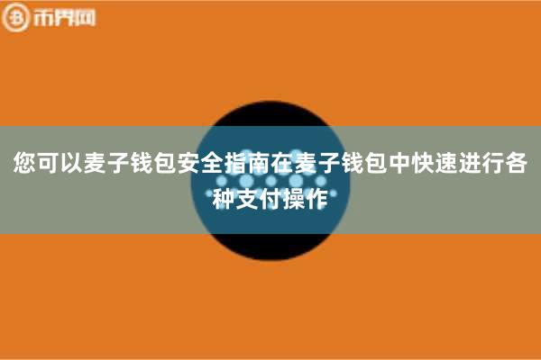 您可以麦子钱包安全指南在麦子钱包中快速进行各种支付操作